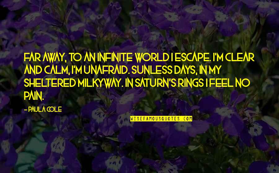 Paula's Quotes By Paula Cole: Far away, to an infinite world I escape.