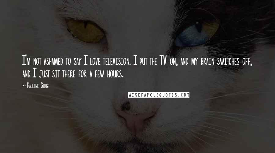 Pauline Gedge quotes: I'm not ashamed to say I love television. I put the TV on, and my brain switches off, and I just sit there for a few hours.