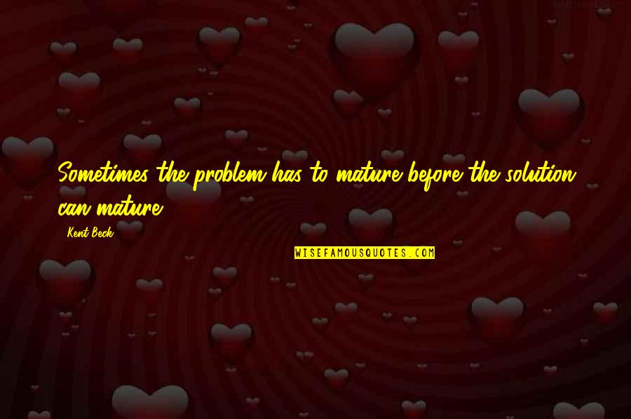 Paulio Services Quotes By Kent Beck: Sometimes the problem has to mature before the