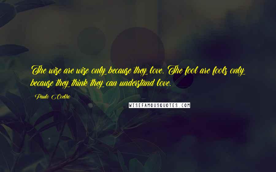 Paulo Coelho quotes: The wise are wise only because they love. The fool are fools only because they think they can understand love.