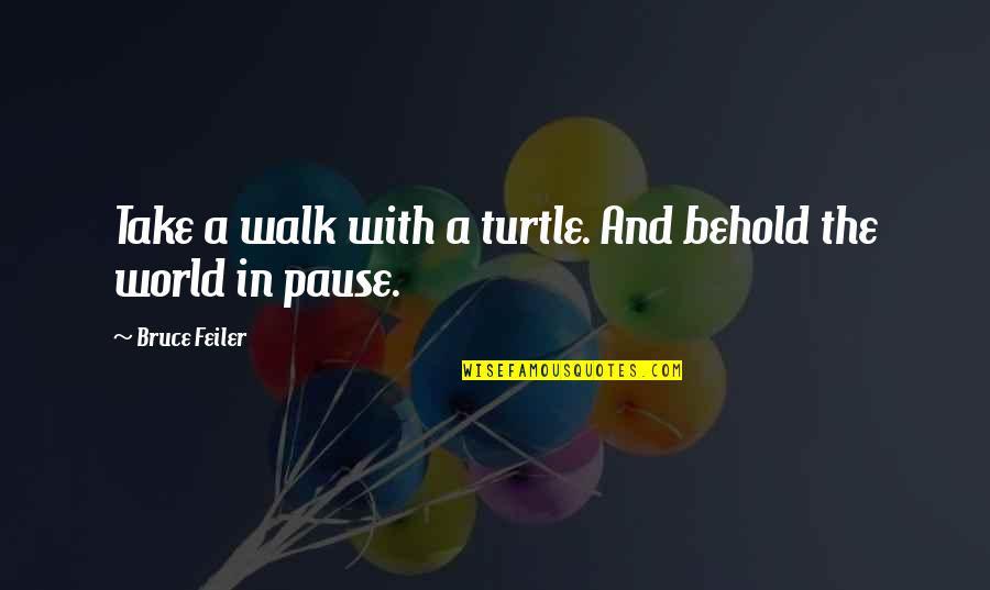 Pause The Quotes By Bruce Feiler: Take a walk with a turtle. And behold