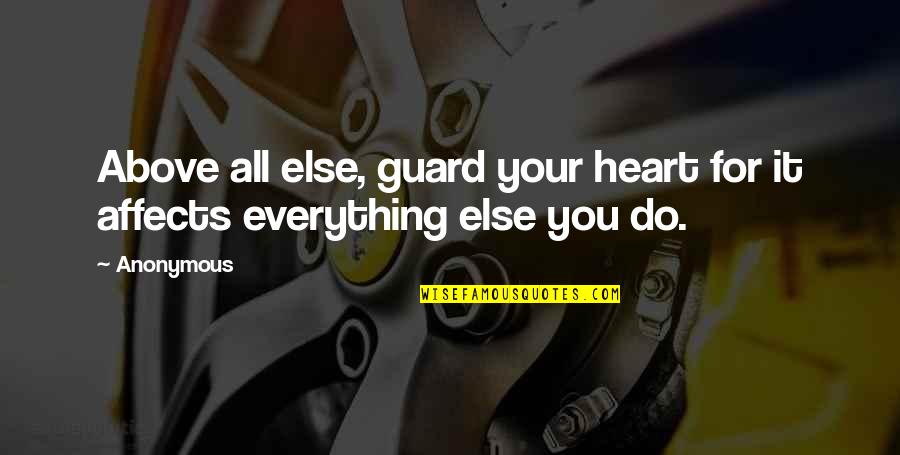 Pauseth Quotes By Anonymous: Above all else, guard your heart for it