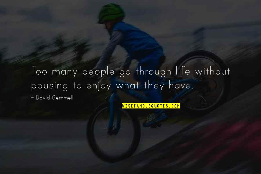 Pausing In Life Quotes By David Gemmell: Too many people go through life without pausing