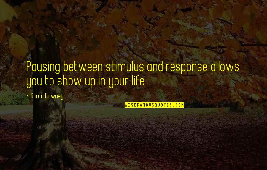 Pausing In Life Quotes By Roma Downey: Pausing between stimulus and response allows you to