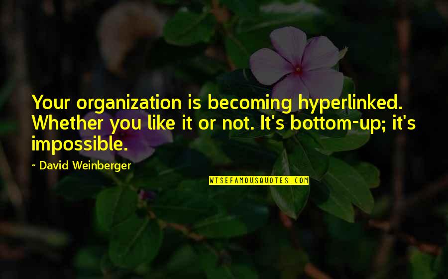 Pauwen Te Quotes By David Weinberger: Your organization is becoming hyperlinked. Whether you like