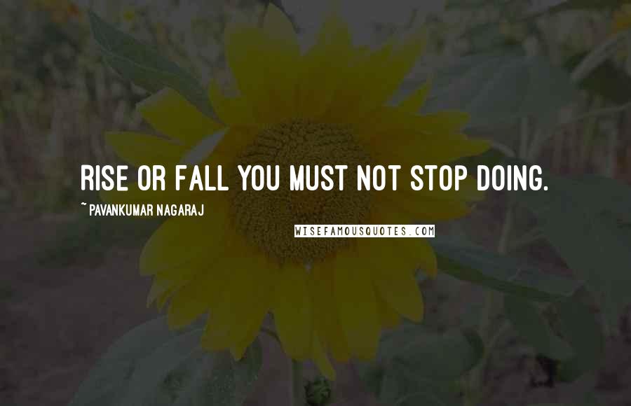 Pavankumar Nagaraj quotes: Rise or Fall you must not stop doing.