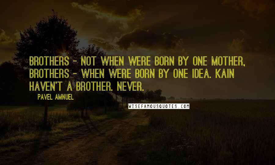Pavel Amnuel quotes: Brothers - not when were born by one mother, brothers - when were born by one idea. Kain haven't a brother. Never.