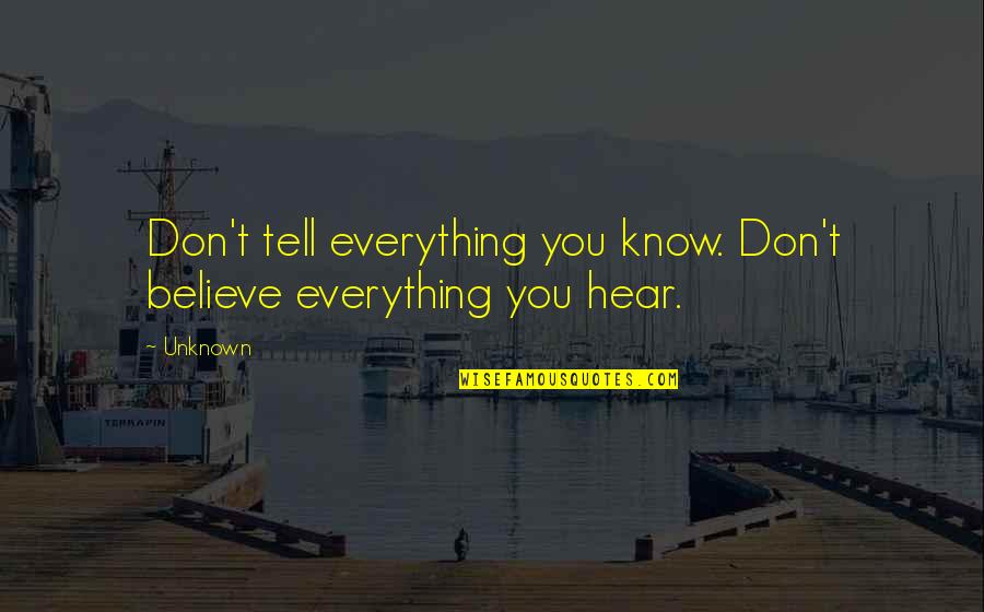 Pavel Volya Quotes By Unknown: Don't tell everything you know. Don't believe everything