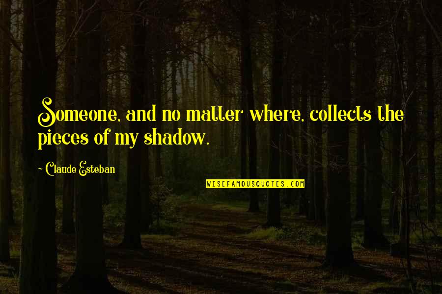 Pavelescu Mariana Quotes By Claude Esteban: Someone, and no matter where, collects the pieces Pavelescu Mariana Quotes By Claude Esteban: Someone, and no matter where, collects the pieces