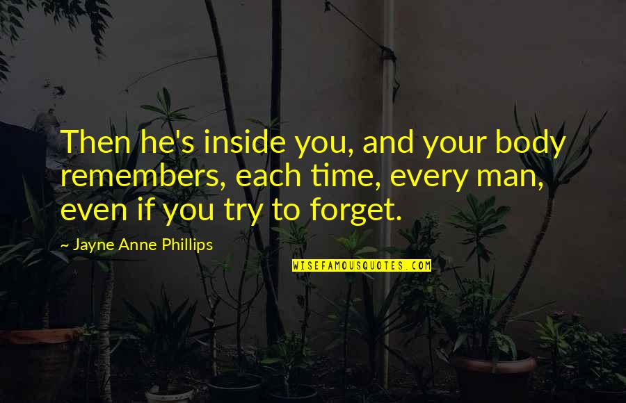 Paverment Quotes By Jayne Anne Phillips: Then he's inside you, and your body remembers, Paverment Quotes By Jayne Anne Phillips: Then he's inside you, and your body remembers,