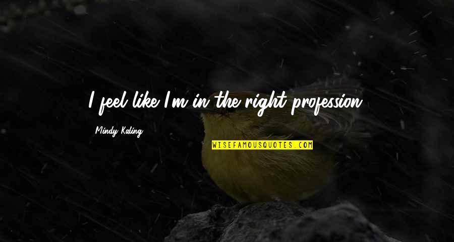 Pavertek Quotes By Mindy Kaling: I feel like I'm in the right profession. Pavertek Quotes By Mindy Kaling: I feel like I'm in the right profession.