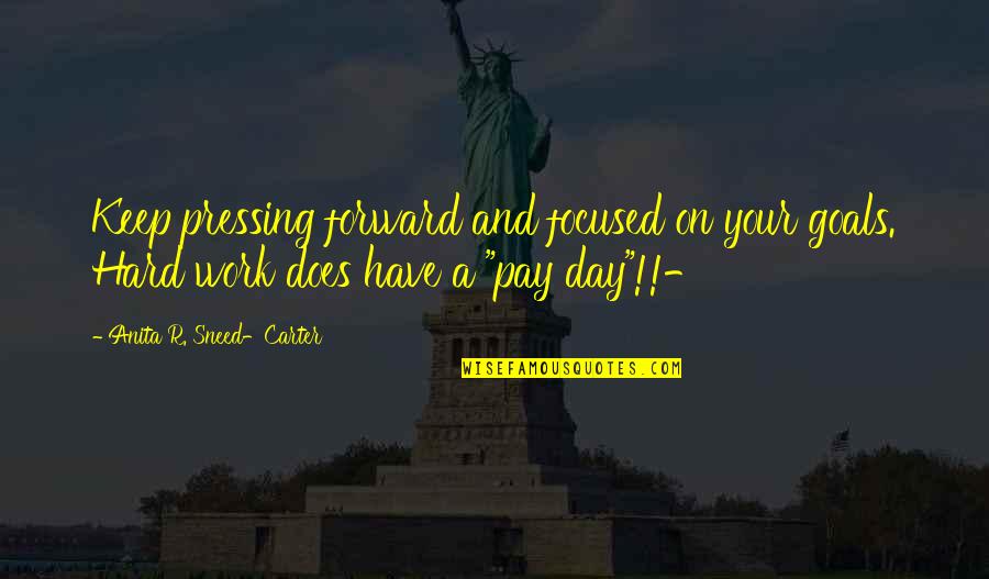 Pay It Forward Day Quotes By Anita R. Sneed-Carter: Keep pressing forward and focused on your goals.