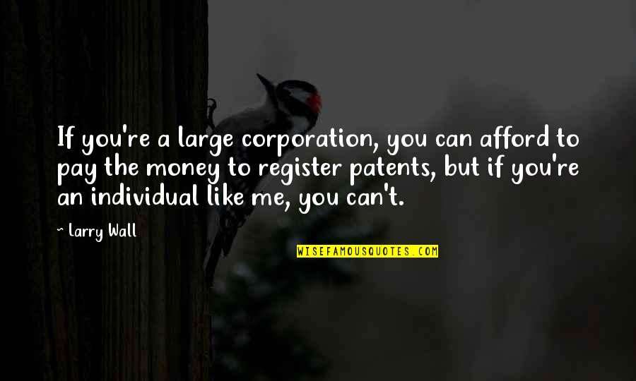 Pay Me Money Quotes By Larry Wall: If you're a large corporation, you can afford