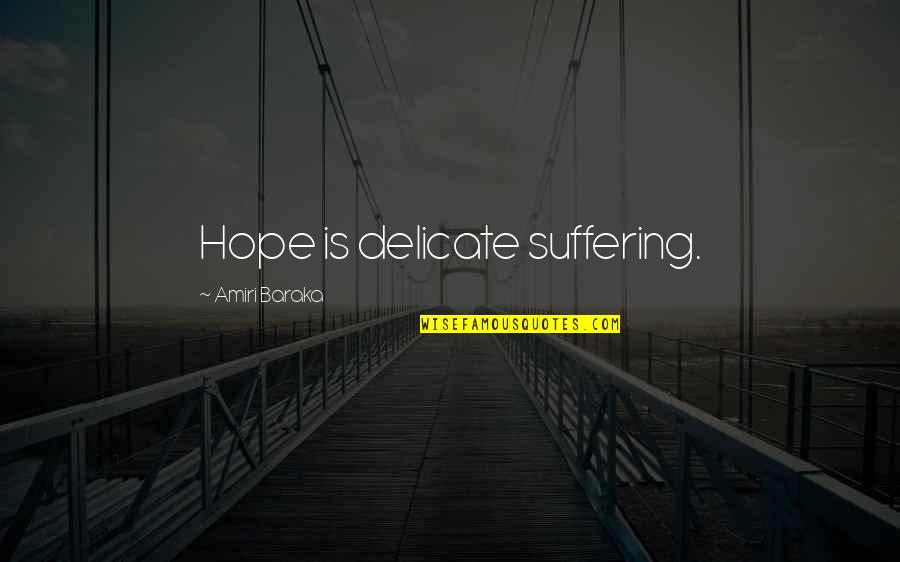 Pay Now Or Pay Later Quotes By Amiri Baraka: Hope is delicate suffering.