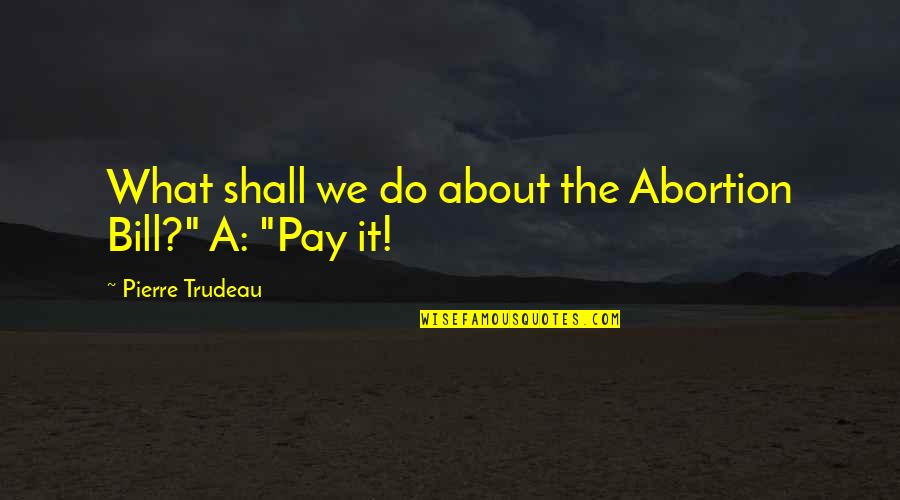 Pay The Bills Quotes By Pierre Trudeau: What shall we do about the Abortion Bill?"