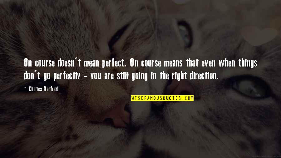 Payback Relationship Quotes By Charles Garfield: On course doesn't mean perfect. On course means