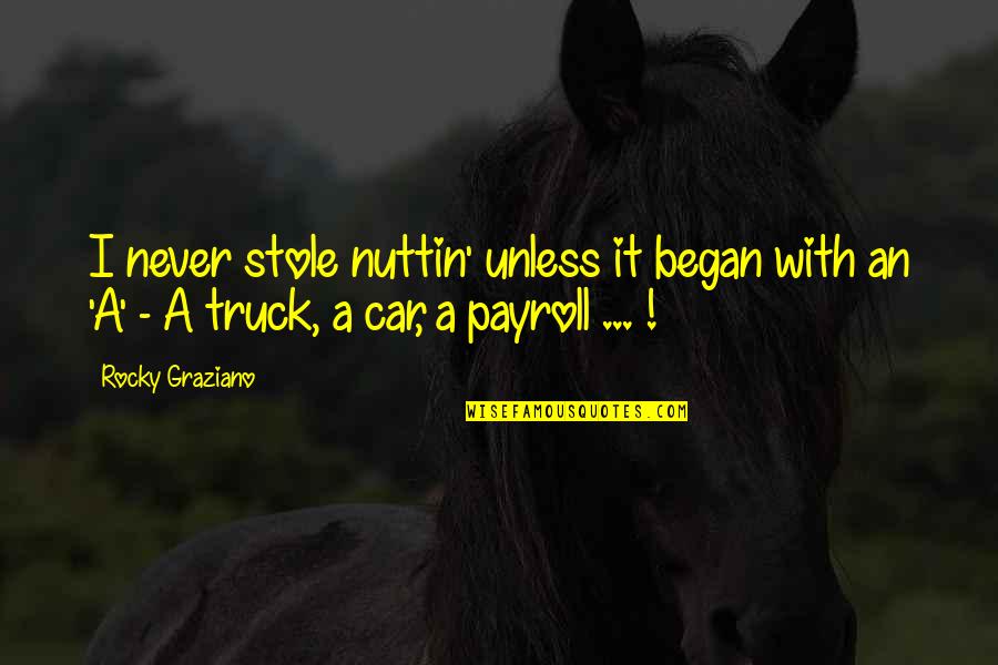 Payroll Quotes By Rocky Graziano: I never stole nuttin' unless it began with