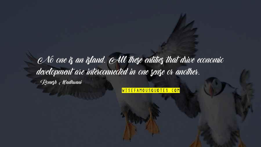 Pazzo Southside Quotes By Romesh Wadhwani: No one is an island. All these entities Pazzo Southside Quotes By Romesh Wadhwani: No one is an island. All these entities