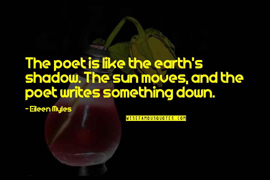 Pdicour Quotes By Eileen Myles: The poet is like the earth's shadow. The