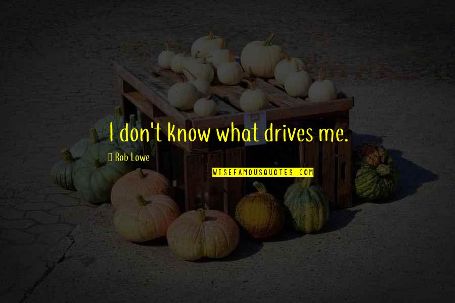 Peabo Bryson Quotes By Rob Lowe: I don't know what drives me.