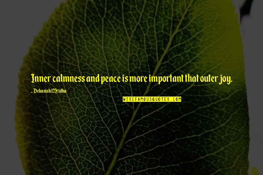 Peace And Calmness Quotes By Debasish Mridha: Inner calmness and peace is more important that Peace And Calmness Quotes By Debasish Mridha: Inner calmness and peace is more important that