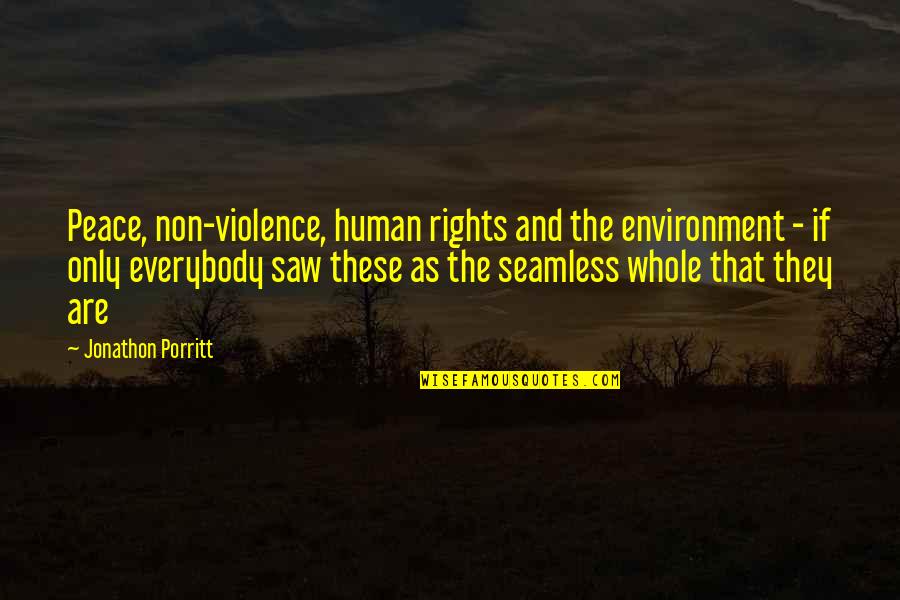 Peace And Human Rights Quotes By Jonathon Porritt: Peace, non-violence, human rights and the environment -