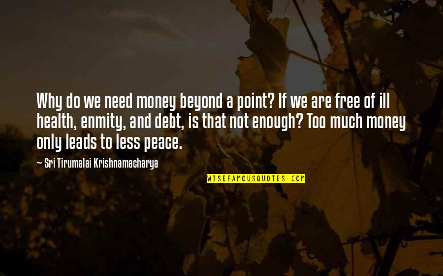 Peace And Money Quotes By Sri Tirumalai Krishnamacharya: Why do we need money beyond a point? Peace And Money Quotes By Sri Tirumalai Krishnamacharya: Why do we need money beyond a point?