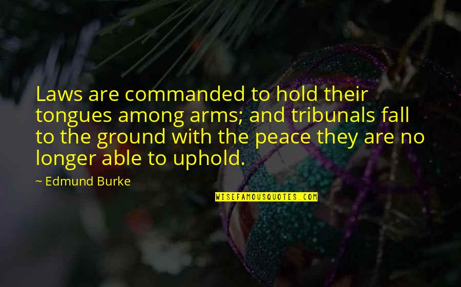 Peace And No War Quotes By Edmund Burke: Laws are commanded to hold their tongues among