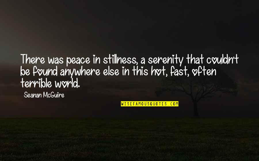 Peace And Stillness Quotes By Seanan McGuire: There was peace in stillness, a serenity that Peace And Stillness Quotes By Seanan McGuire: There was peace in stillness, a serenity that
