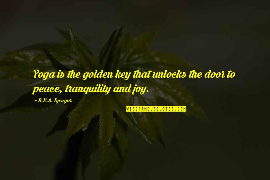 Peace And Tranquility Quotes By B.K.S. Iyengar: Yoga is the golden key that unlocks the