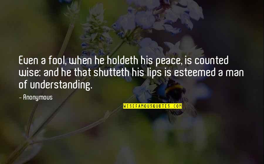 Peace And Understanding Quotes By Anonymous: Even a fool, when he holdeth his peace,