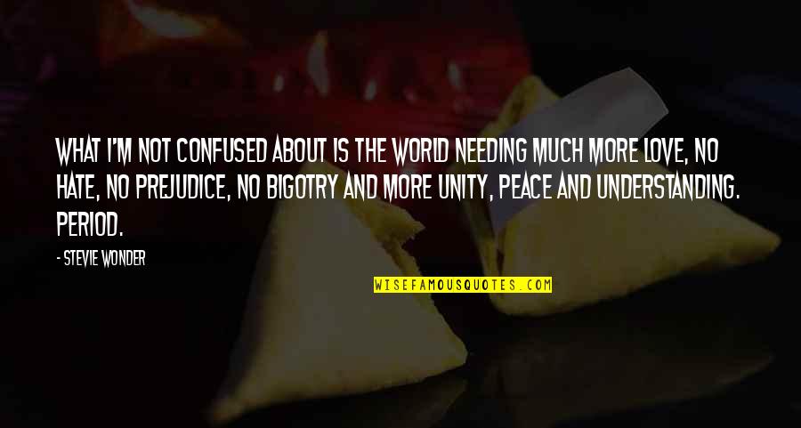 Peace And Understanding Quotes By Stevie Wonder: What I'm not confused about is the world