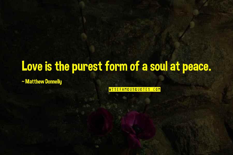 Peace At Mind Quotes By Matthew Donnelly: Love is the purest form of a soul