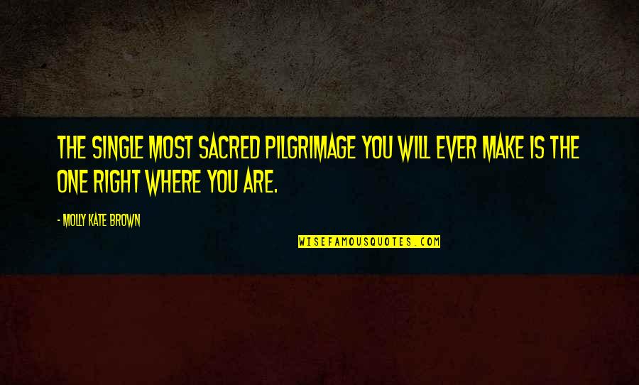 Peace Be The Journey Quotes By Molly Kate Brown: The single most sacred pilgrimage you will ever Peace Be The Journey Quotes By Molly Kate Brown: The single most sacred pilgrimage you will ever