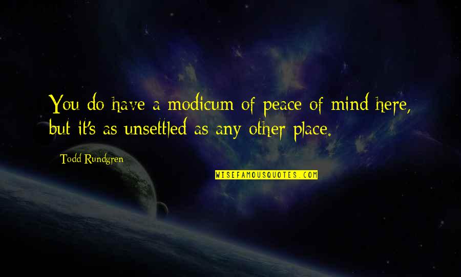 Peace Be With Us Quotes By Todd Rundgren: You do have a modicum of peace of