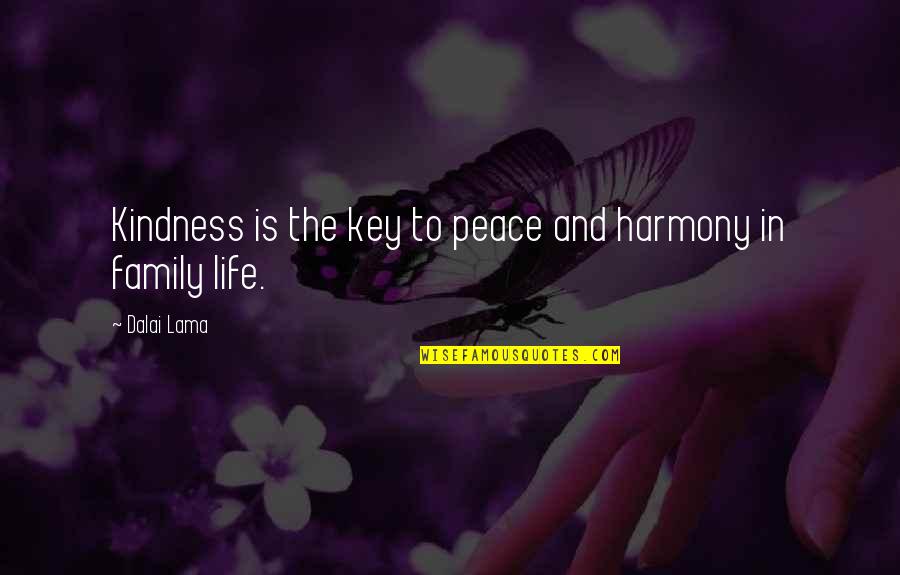 Peace Dalai Lama Quotes By Dalai Lama: Kindness is the key to peace and harmony