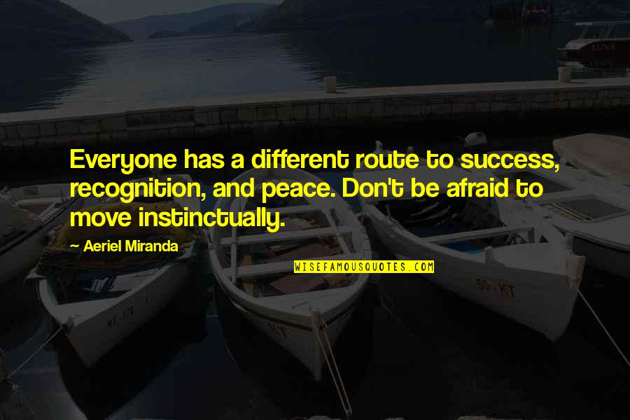 Peace For Everyone Quotes By Aeriel Miranda: Everyone has a different route to success, recognition,