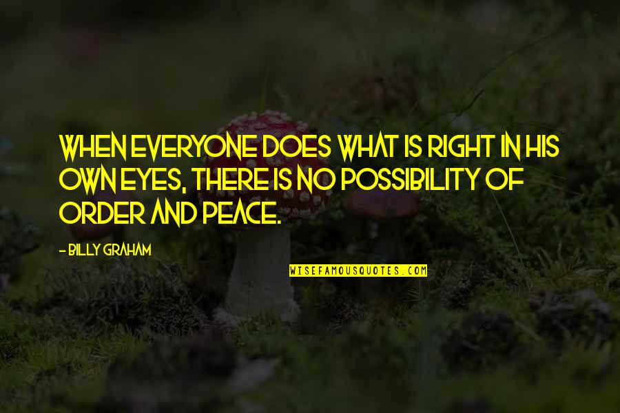 Peace For Everyone Quotes By Billy Graham: When everyone does what is right in his