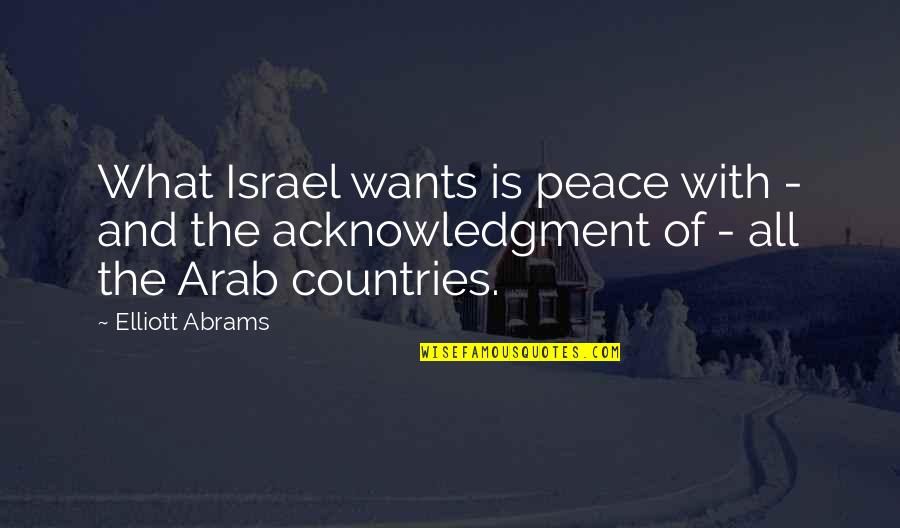 Peace In Israel Quotes By Elliott Abrams: What Israel wants is peace with - and