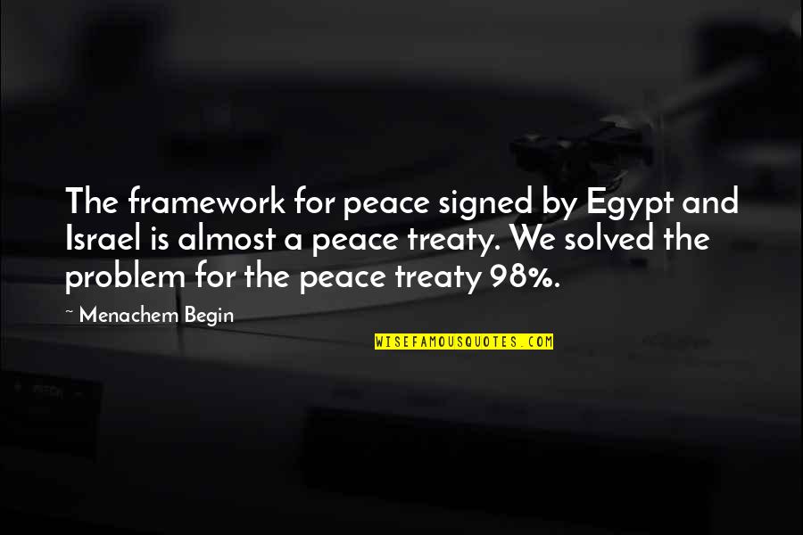 Peace In Israel Quotes By Menachem Begin: The framework for peace signed by Egypt and