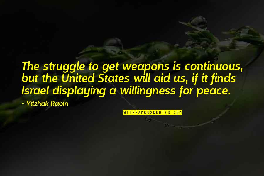 Peace In Israel Quotes By Yitzhak Rabin: The struggle to get weapons is continuous, but