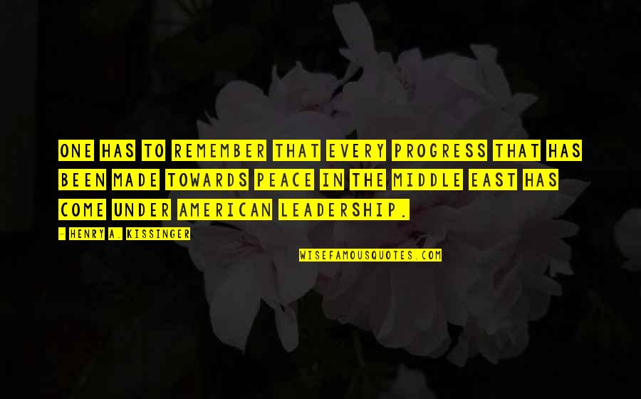 Peace In The Middle East Quotes By Henry A. Kissinger: One has to remember that every progress that Peace In The Middle East Quotes By Henry A. Kissinger: One has to remember that every progress that