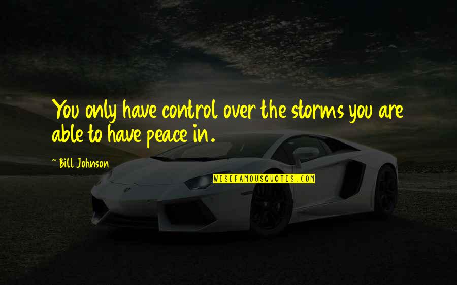 Peace In The Storm Quotes By Bill Johnson: You only have control over the storms you