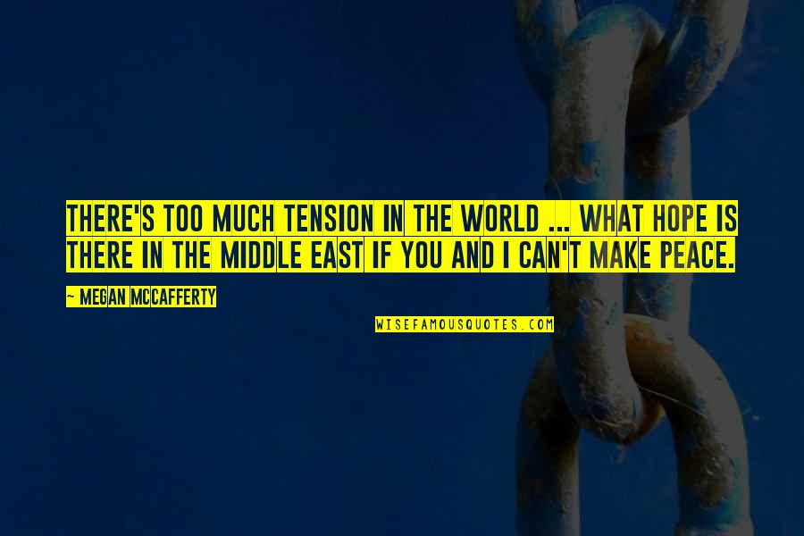 Peace In The World Quotes By Megan McCafferty: There's too much tension in the world ...