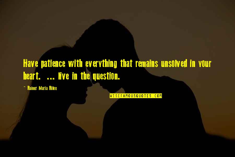 Peace Inner Quotes By Rainer Maria Rilke: Have patience with everything that remains unsolved in