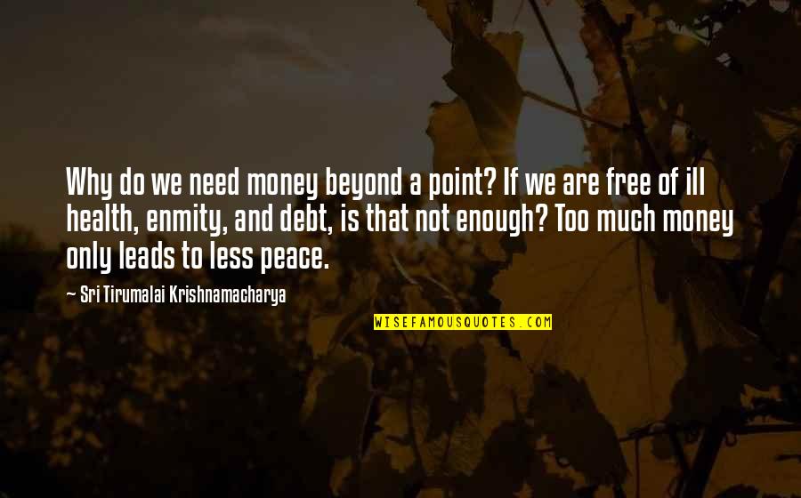 Peace Is Not Only Quotes By Sri Tirumalai Krishnamacharya: Why do we need money beyond a point?