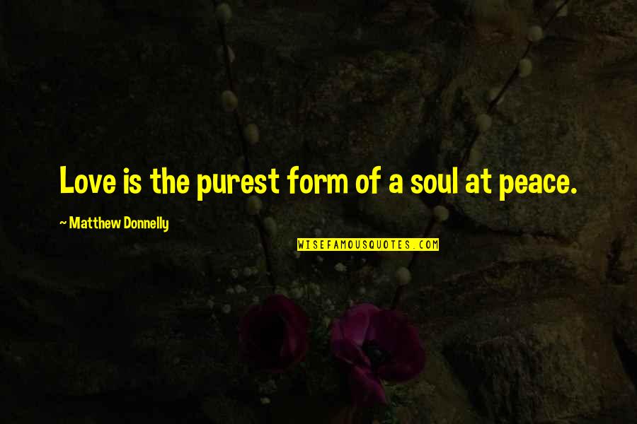 Peace Of Mind And Soul Quotes By Matthew Donnelly: Love is the purest form of a soul