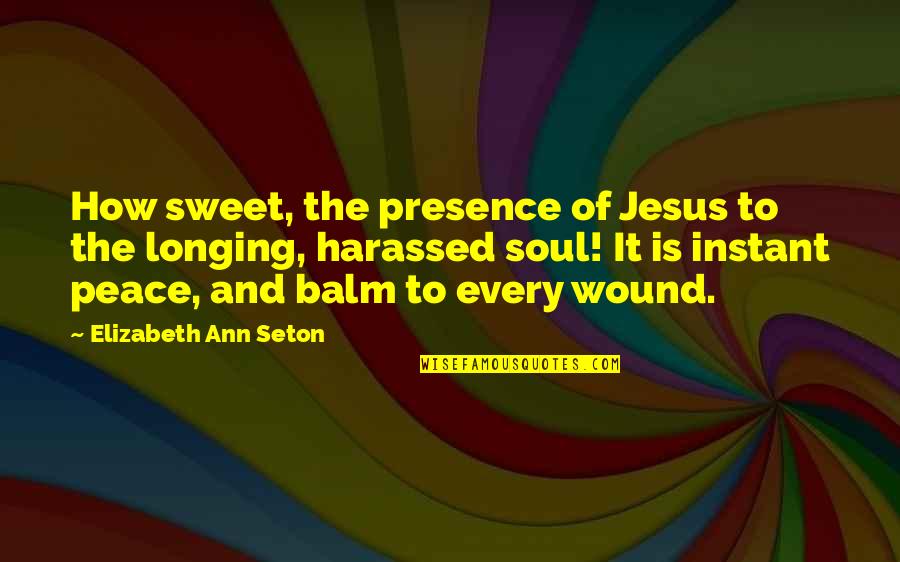 Peace Of Soul Quotes By Elizabeth Ann Seton: How sweet, the presence of Jesus to the