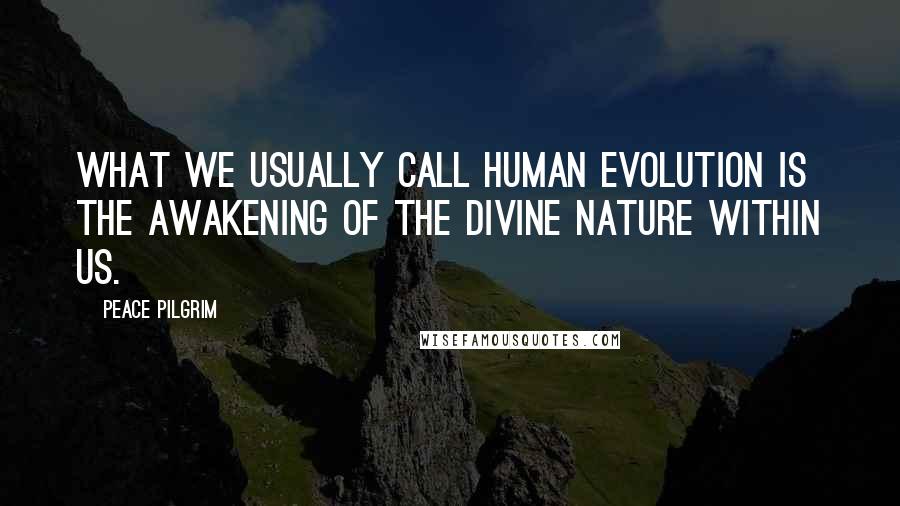 Peace Pilgrim quotes: What we usually call human evolution is the awakening of the divine nature within us.