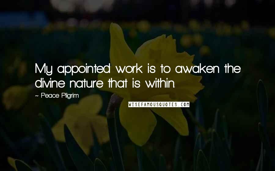 Peace Pilgrim quotes: My appointed work is to awaken the divine nature that is within.